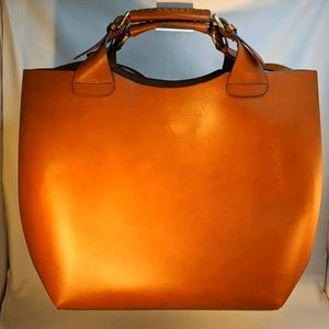Zara buffalo leather tote large in cognac
